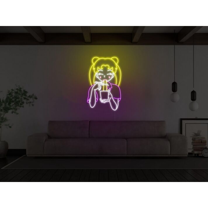 Anime Ramen Girl Liquid Neon Sign