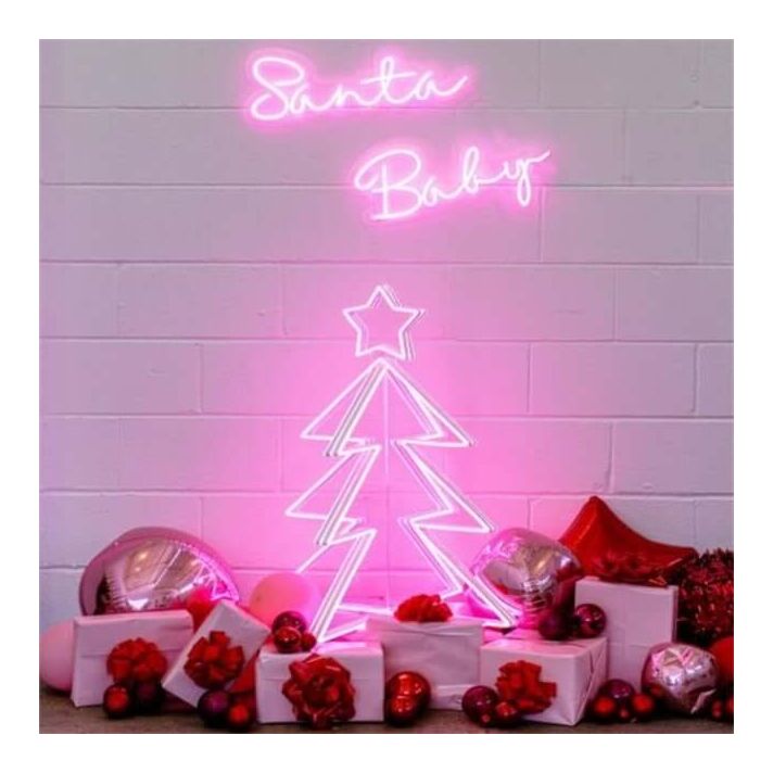 Santa Baby Christmas Tree Neon Sign