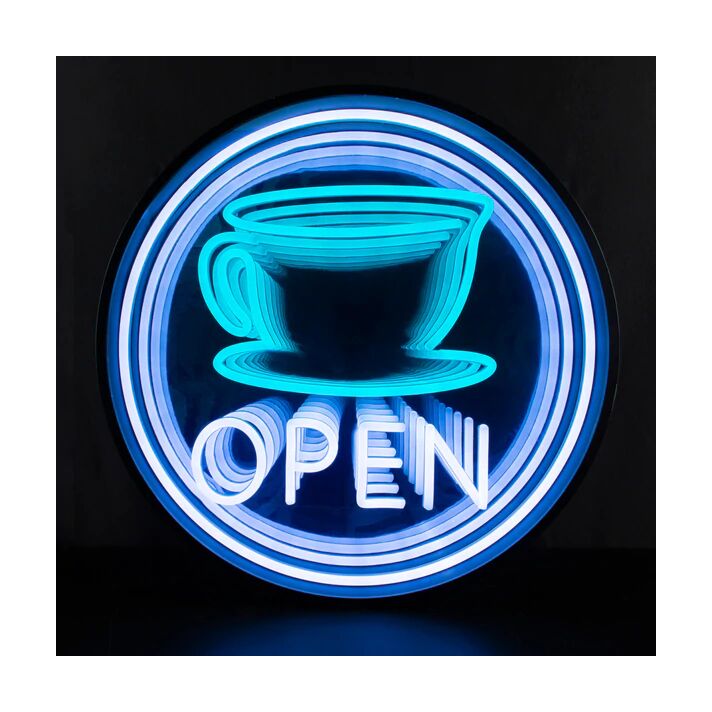 Coffee Open Infinity Mirror Neon Sign