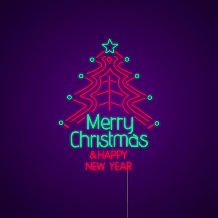 Merry Christmas And Happy New Year Neon Sign