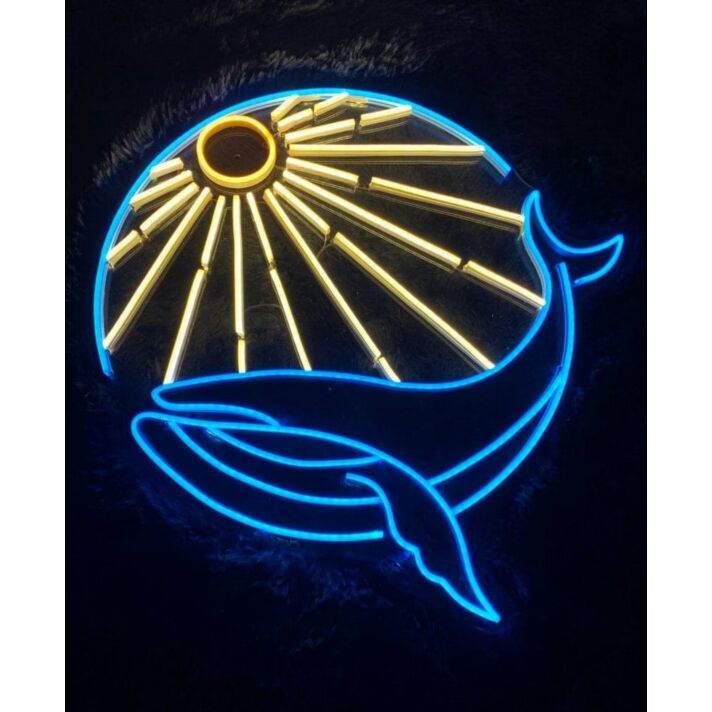 Whale Sunrise Sunset Neon Sign
