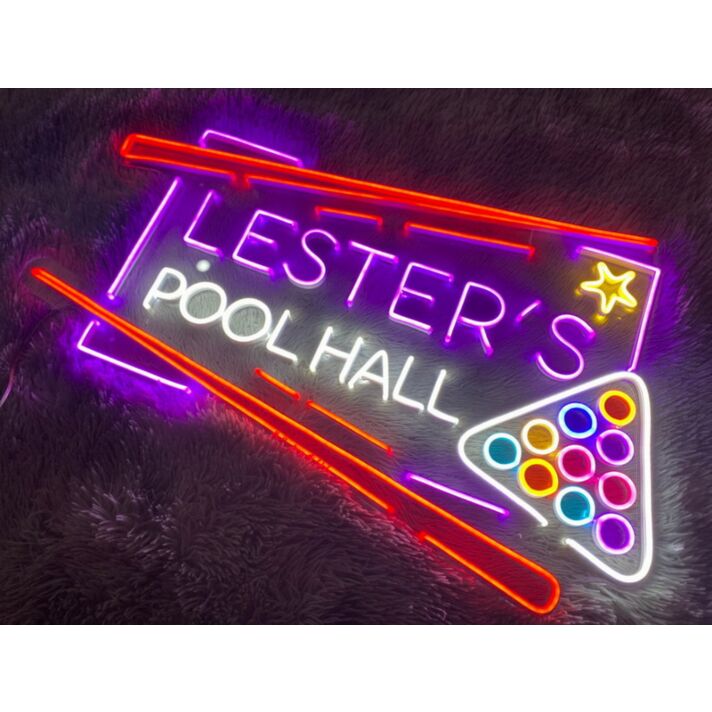 Pool Hall Billards Room Neon Sign