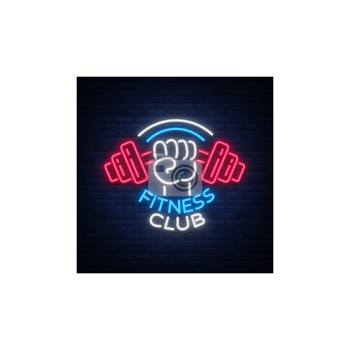 Hand Carrying A Barbell Neon Sign For Gym And Fitness Club