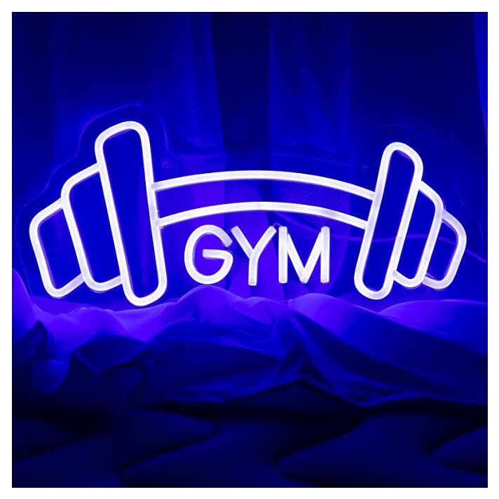 Barbell Gym Neon Sign Blue Dumbbell Shaped Neon Lights Sign