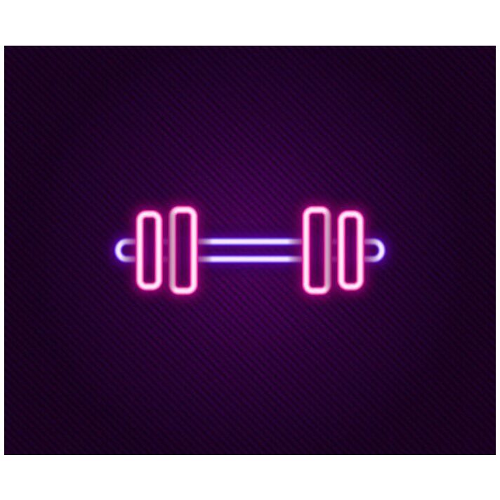 Glowing Neon Line Barbell Icon Isolated On Black Background
