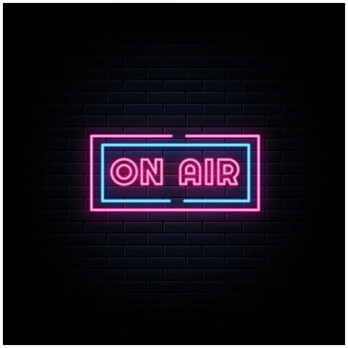 Led On Air Neon Sign Hung On Brick Background