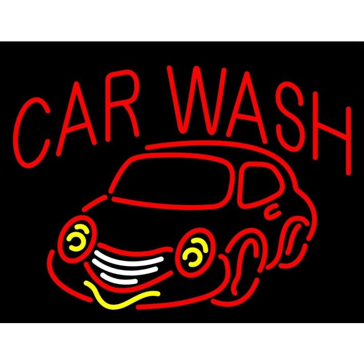 Neon Car Signs Led Red Car Wash Signs On Black Background