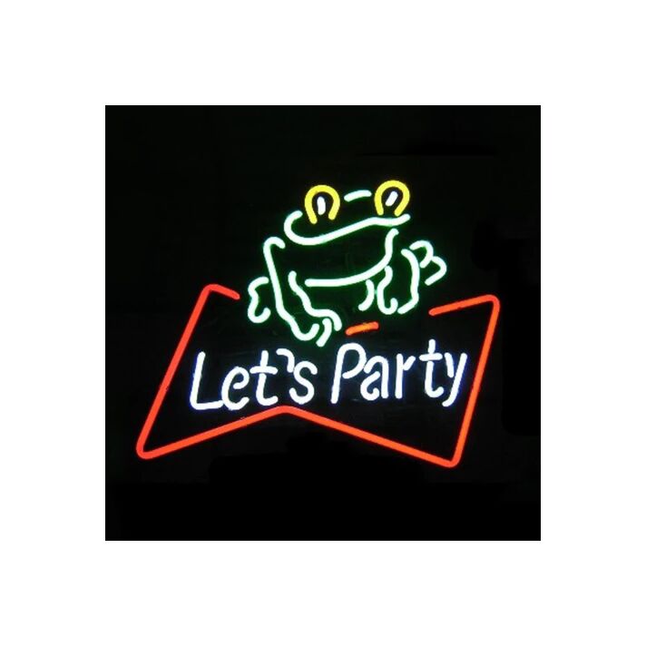 Lets Party Neon Sign With A Green Frog Neon Sign