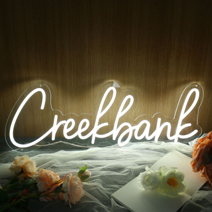 Creekbank White Neon Sign