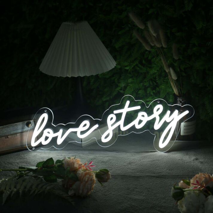 Love Story White Neon Sign