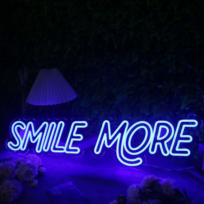 Smile More Blue Neon Sign
