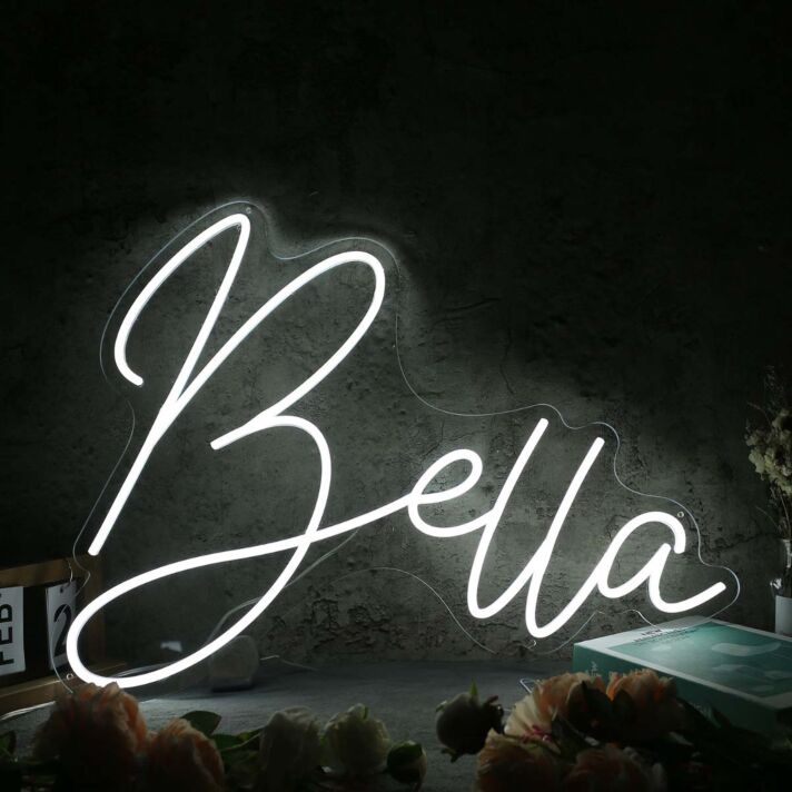 Bella White Name Neon Sign
