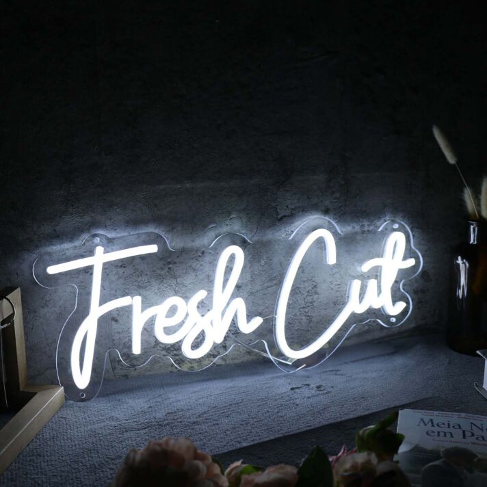 Fresh Cut White Neon Sign