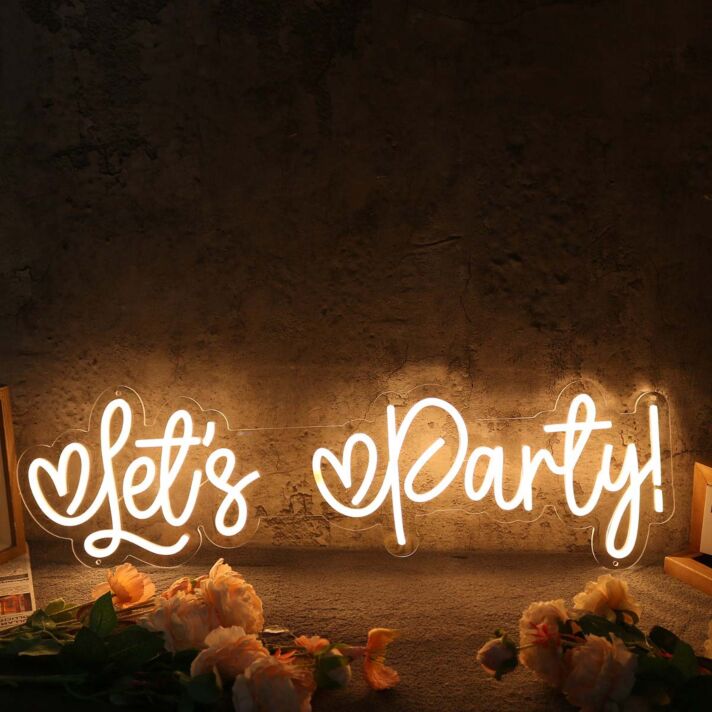 Let's Party Yellow Neon Sign