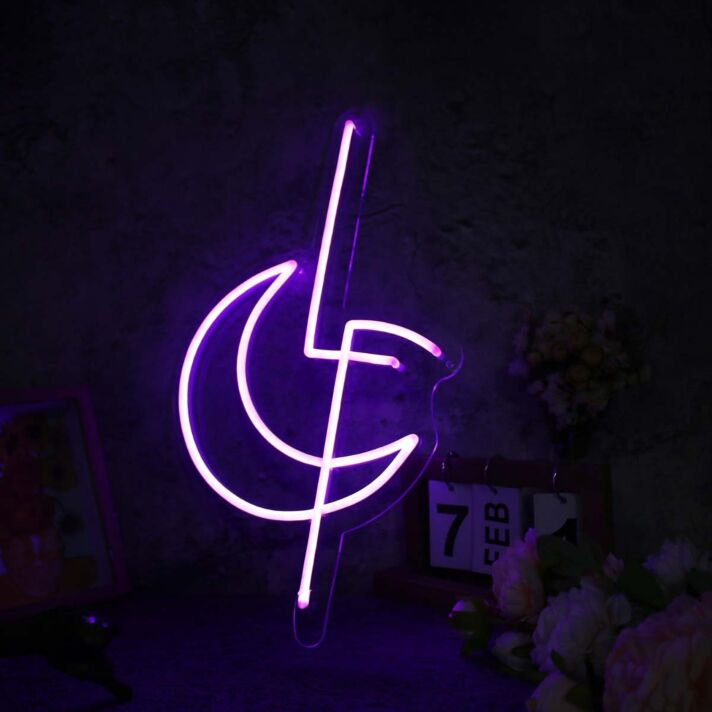 Moon Vector Purple Neon Sign