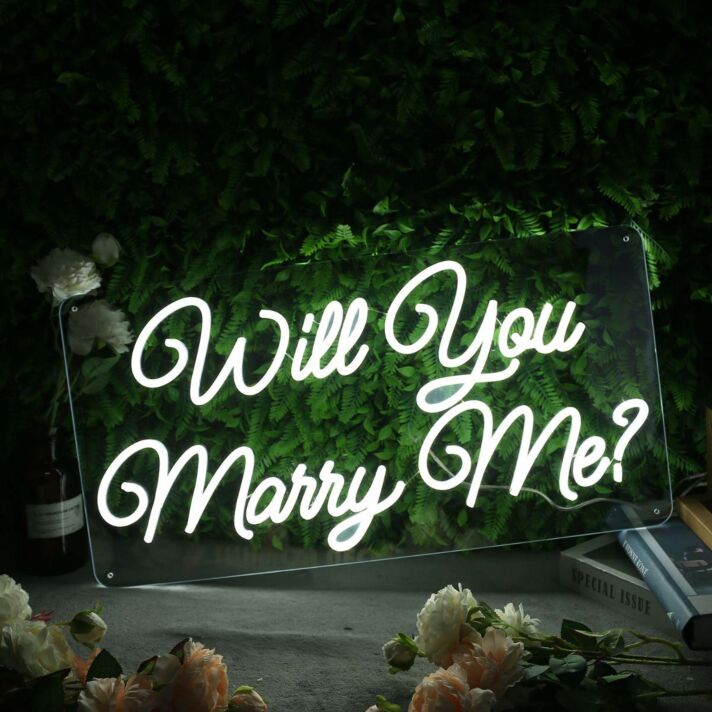 Will You Marry Me White Neon Sign