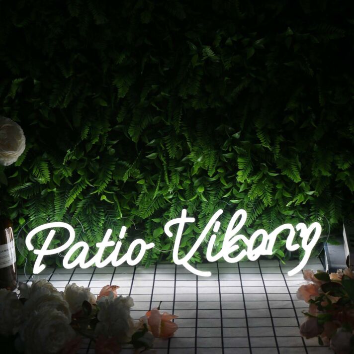 Patio Vibes White Neon Sign