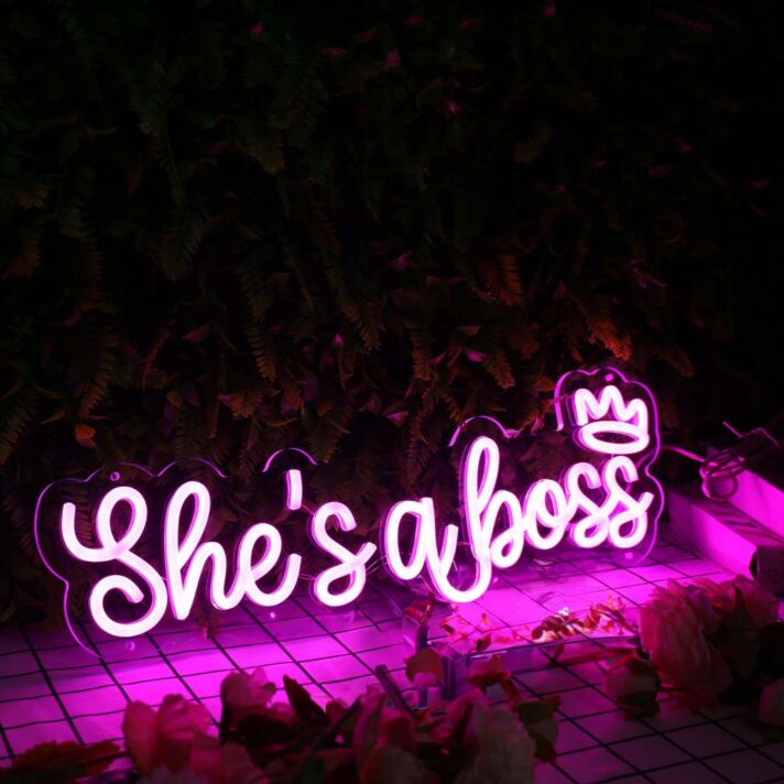 She's A Boss Purple Neon Sign