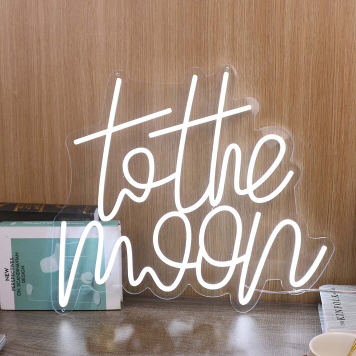 To The Moon White LED Neon Sign