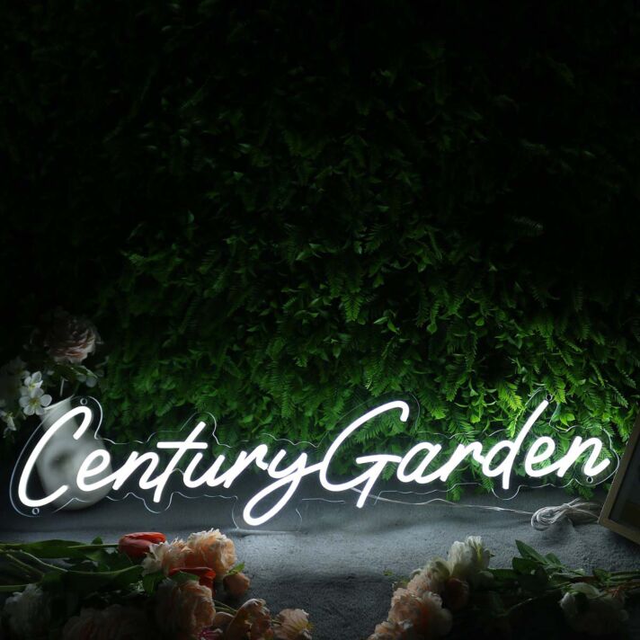Century Garden White Neon Sign