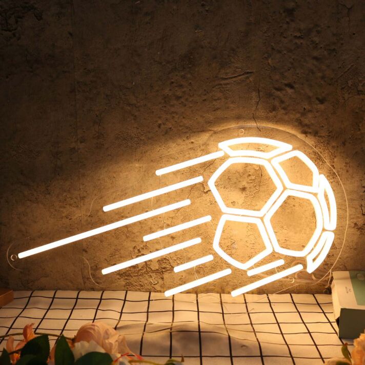 Flying Soccer Yellow Neon Sign