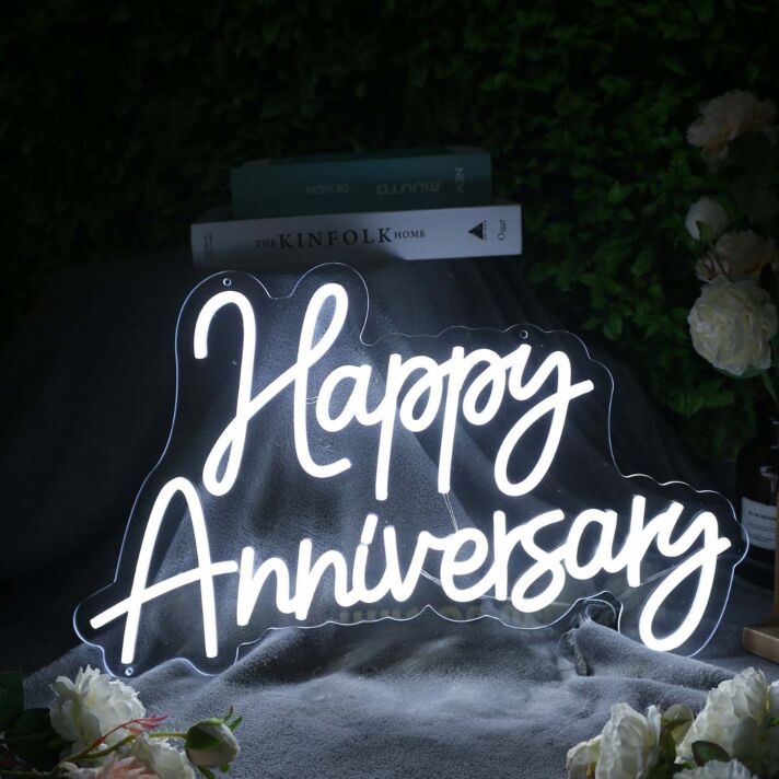 Happy Anniversary White Neon Sign