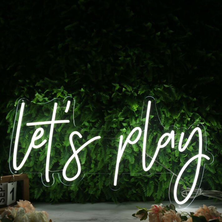 Lets Play White Neon Sign