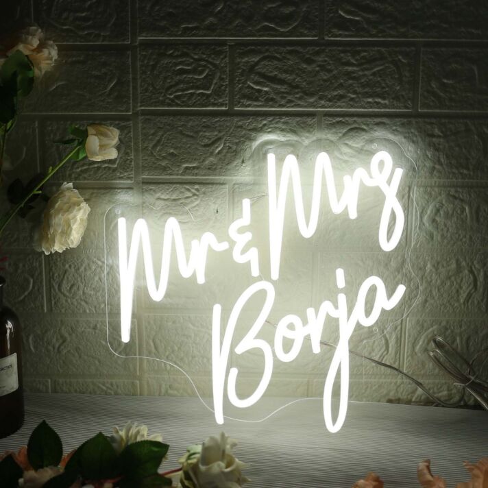 Mr And Mrs Boria White Neon Sign