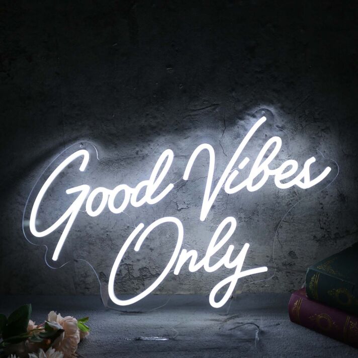 Good Vibes Only White Neon Sign