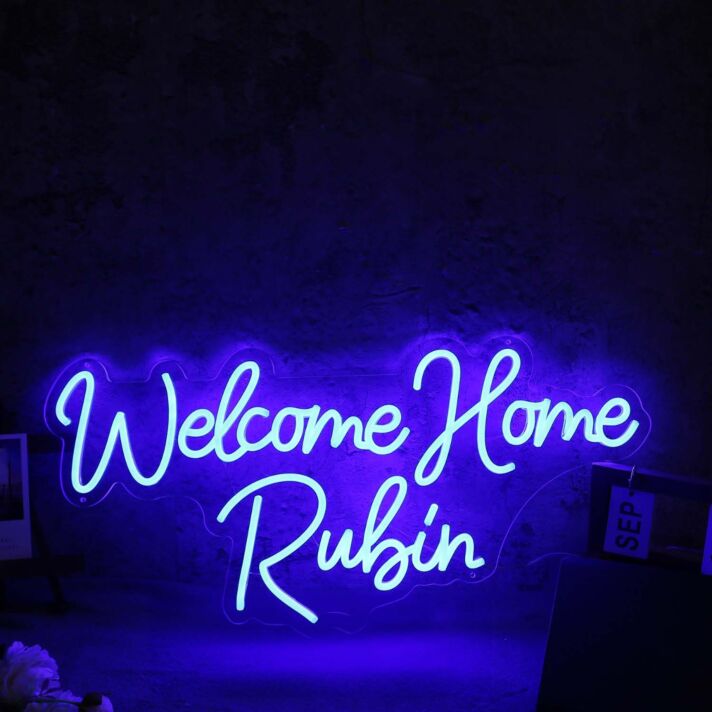 Welcome Home Rubin Blue Neon Sign