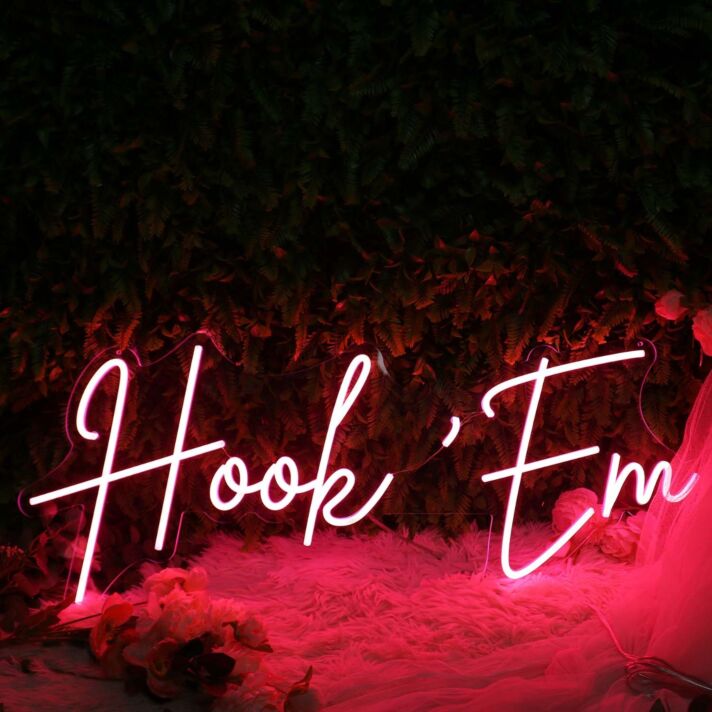 Hook Em Red Neon Sign