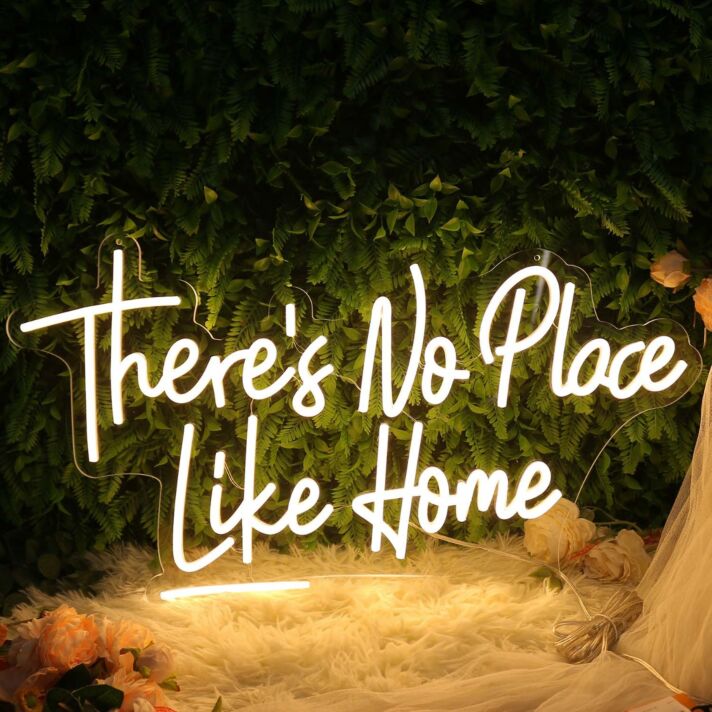 There is No Place Like Home Yellow Neon Sign