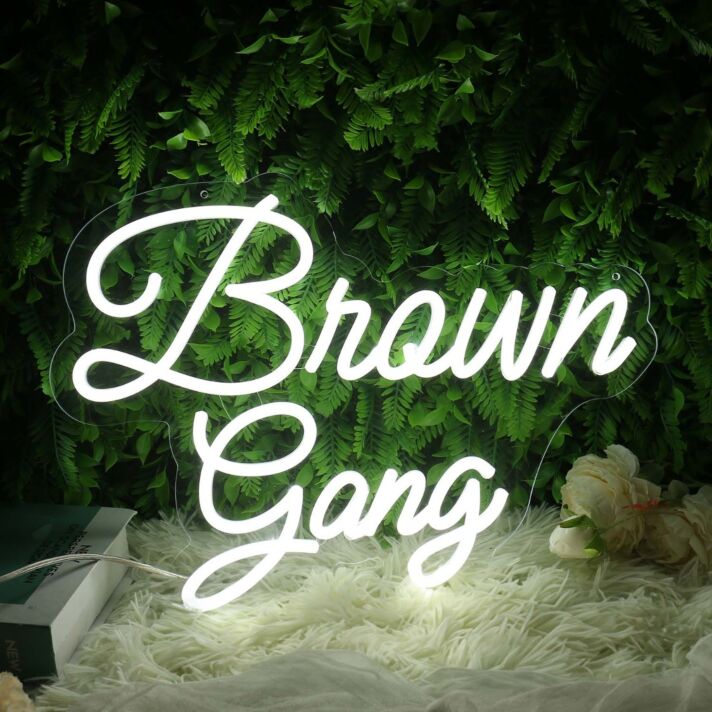 Brown Gang White Neon Sign