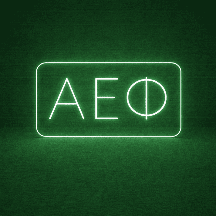 Alpha Epsilon Phi ΑΕΦ LED Neon Sign Celebrating Sisterhood and Empowerment