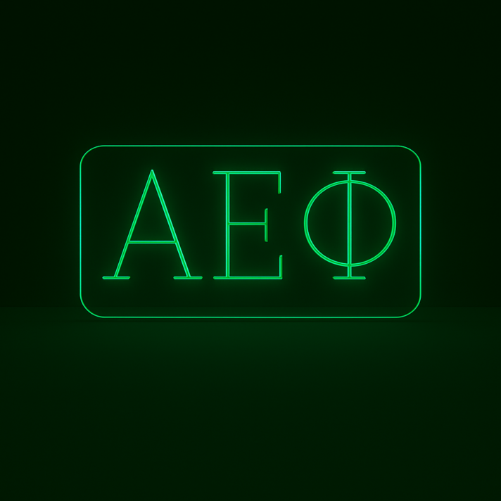 Alpha Epsilon Phi ΑΕΦ LED Neon Sign Celebrating Sisterhood and Empowerment