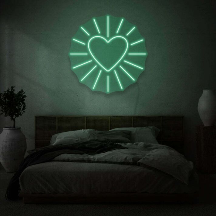 Heart with rays LED neon sign