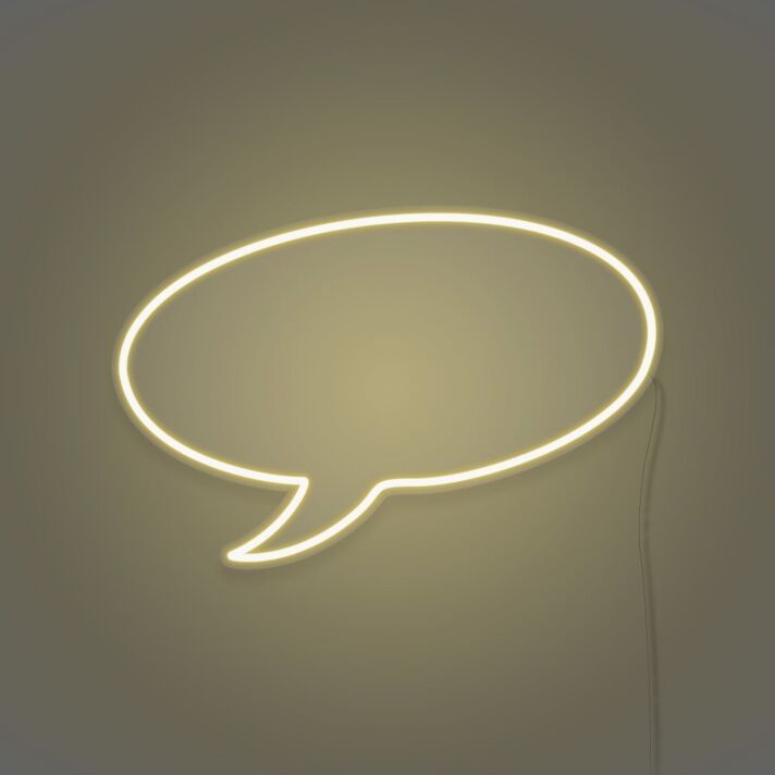 Neon Speech Bubble Lighting Conversational Piece in Light