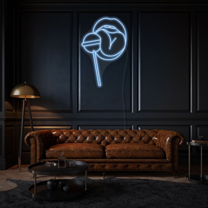 Woman Lips Neon Sign Sensual Beauty Illuminated