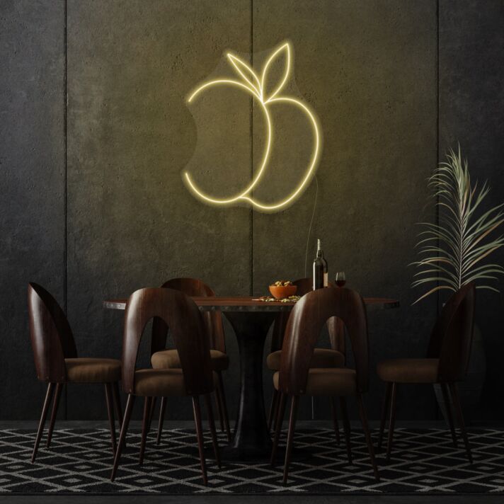 Peach Neon Art Sweet Charm and Juiciness