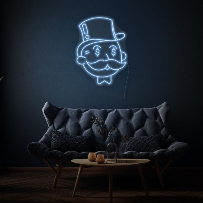 Monopoly Man Neon Sign Playful Wealth and Games