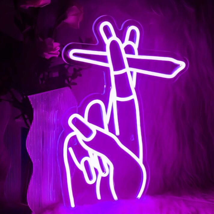 Two Fingers Holding Cigarette  Neon Signs