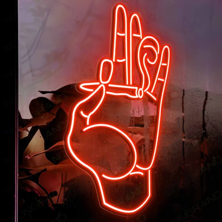 Pinching Cigarette  Neon Sign