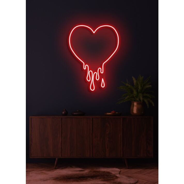 Melting heart Neon Warmth and Love in Fluid Form