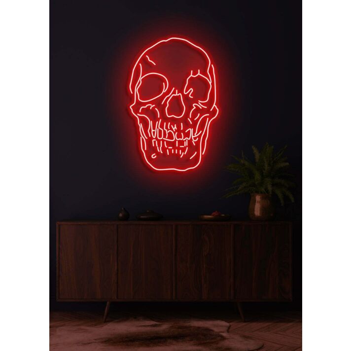 Skull Neon Skilt Edgy Neon Art for a Bold Statement