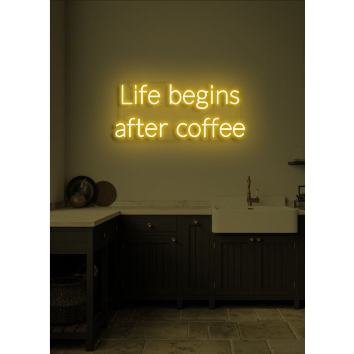 Life Begins After Coffee Neon Humorous Ode to Coffee Lovers Everywhere