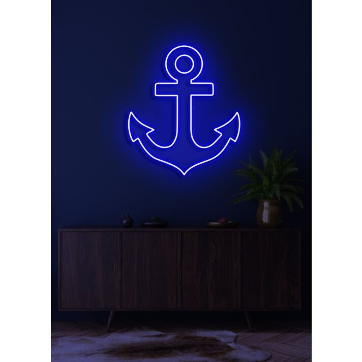 Anchor Neon Illuminating Stability and Strength, Perfect for Nautical Themes