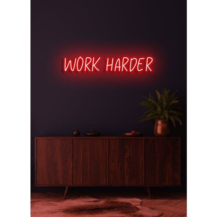 Work Harder Neon Push for Excellence and Achievement