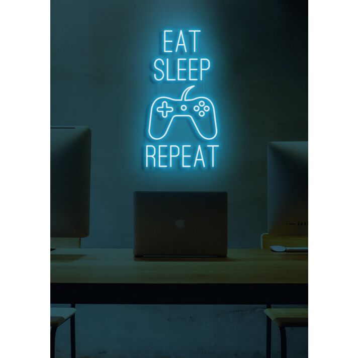 Eat Sleep Game Repeat Neon Cycle of a Gamer's Life