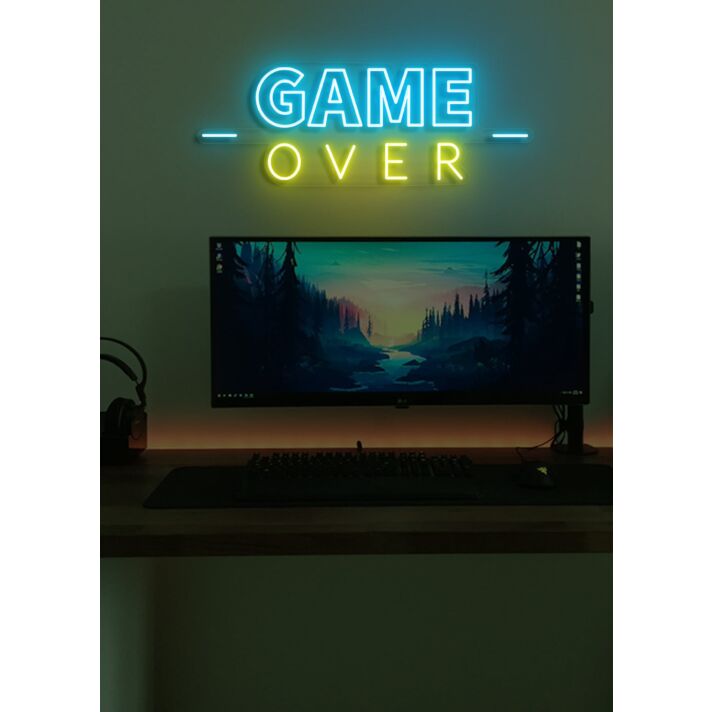Game Over Neon Final Curtain for Gaming Sessions