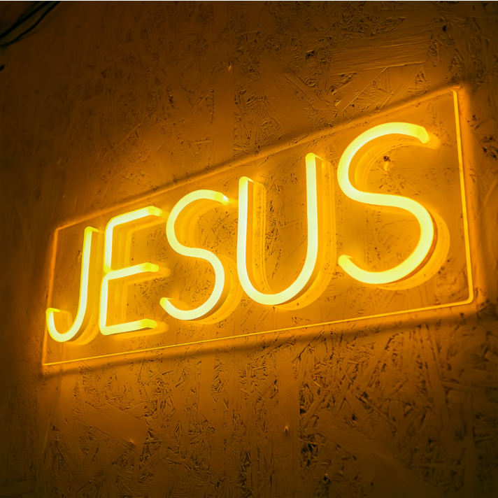 Jesus Saves Radiate His Divine Grace in Neon